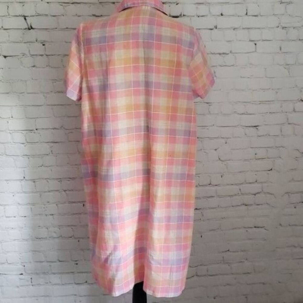 Vintage 60s Pastel Pink Plaid House Dress - Picture 4 of 11